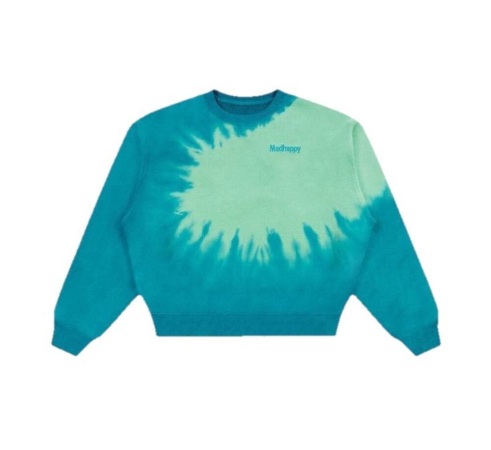 madhappy tie dye sweatshirt crewneck pullover blue teal size medium